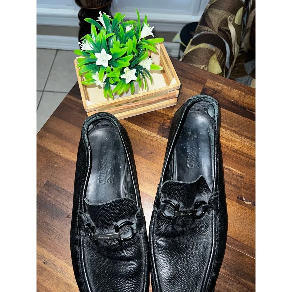 Men‎ Salvatore Ferragamo Black Leather Loafer Size 10.5